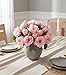 florisso Light Pink Rose Artificial Flowers - 13 Branches Faux Roses for Vase Decor, Wedding Centerpieces & Living Room Accents (Silk Artificial Roses)