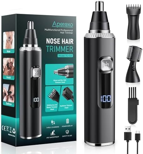 Nose Hair Trimmer for Men and Women, Type-C Rechargeable Precision Groomer with Double-Edged Blades, Painless & IPX7 Waterproof Design for Nose, Ears, Eyebrows and Facial Hair