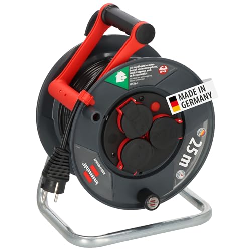 Brennenstuhl Garant V2 IP44 Kabeltrommel 25m outdoor (Made in Germany, 3 Schutzkontakt-Steckdosen, Spezialkunststoff)