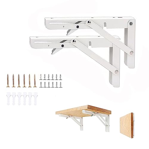 Vebetter 250mm Escuadras Abatibles, 2Pcs Bisagra Mesa Abatible Escuadras para Estanterias, Bisagras Mesa Plegable Inoxidable, Soporte Estantería Plegable, Pared Soporte de Estante, Carga: 60KG