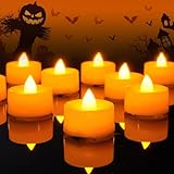Amagic Halloween Orange LED Tea Lights Candles, 24 Pack Battery Operated Flameless Tea Lights, Long Lasting Colored Tealights Candles for Christmas, Holiday Decor, Theme Party, Table Decor
