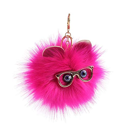 Preisvergleich Produktbild Vektenxi Niedlichen Cartoon farbigen Flauschigen Eule Pompon Schlüsselanhänger Halter Schlüsselbund Frauen Autotasche Anhänger Ornament - Rose Red tragbar und nützlich