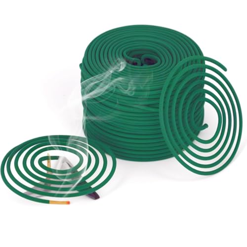 Espiral de incienso de citronela, bobinas de hierba de limón con soporte, para uso al aire libre, salón, terraza, picnic, camping, decoración de mesa, dormitorio, 48 espirales (24 x 2)