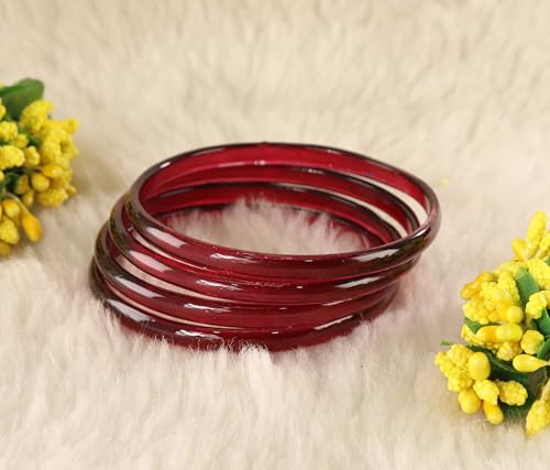 Image of STYOLLO Viral Jelly Plain Transparent Glass Kada Set For Women & Girls | Kanch Kada For Girls | Daily Ethnic Traditional Jewelry | Glossy Classic Fashion Kangan For Wedding, Festive & Parties - Set Of 4
