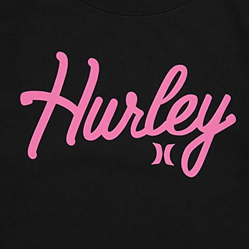 Hurley Girls' Pajama Set, Black/Pink Plai, 8 #TOP2