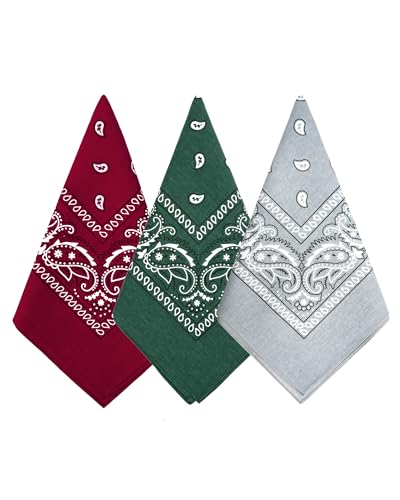 Bycc Bynn 3 Pack 100% Cotton Paisley Pattern Bandanas Face Mask Square Scarf Headwear