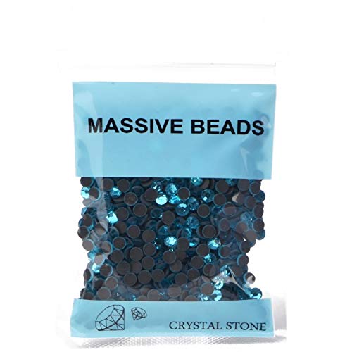 Image of 1000 Pieces Hot Fix Glass Flatback Rhinestones HotFix Round Crystal Gems (Aquamarine, SS20)
