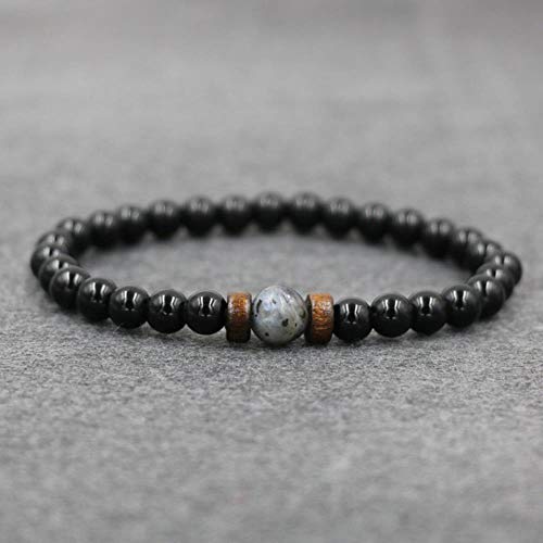 YAMEIJIA WERTY Les Hommes Bracelets Bracelet de Perles en Pierre de Lave Naturelle Moonstone Labradorite Bracelet pour Hommes Couples,Onyx,18cm