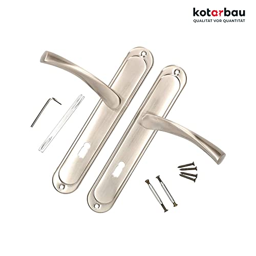 KOTARBAU Türdrücker 72 mm BB Türgriff Satin Türbeschlag Türklinke Drückergarnitur Langschild Türdrückergarnitur Innentür Außentür Handgriff Torbeschlag