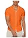 WDIRARA Men's Hollow Out Button Down Shirts Summer Collared Neck Short Sleeve Shirts Orange Small