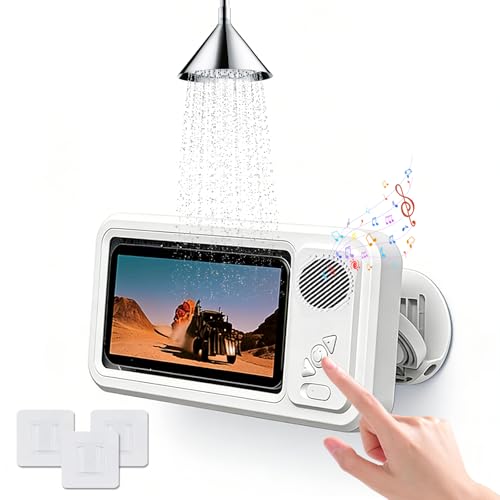 Support de téléphone étanche pour douche avec haut-parleur Bluetooth et rotatif 360°