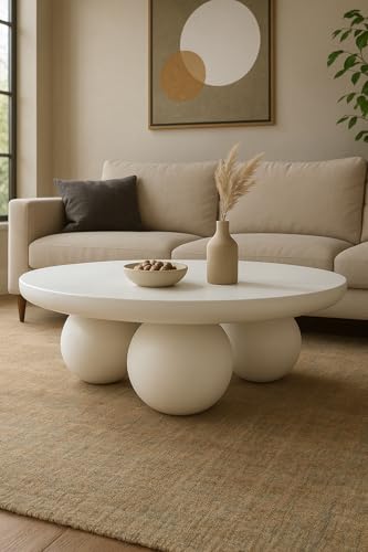 Image of The ALPS Aurelia Orb Coffee Table,36x36x15,Coffee Table for Living Room, Solid Wood Centre Table,Premium Solid Wood,Best Choice for Interior Design