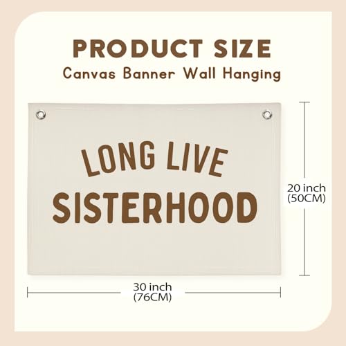 Image of Girls Room Decor,Long Live Sisterhood Canvas Banner,Nursery Playroom Wall Decor for Girls Bedroom Toddler Decorations Teen Girls Room Decor,Twins Bedroom Decor Flag Canvas Banner 30x20 Inch