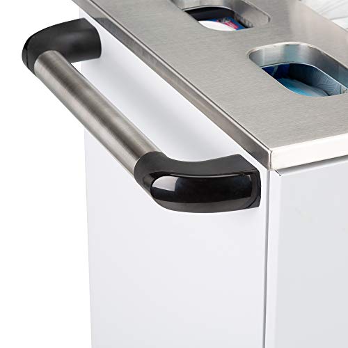 Norwood Commercial Furniture Stainless Steel Mobile Sanitation Station Cabinet for PPE Supplies- Rolling Storage Cart for Office, School, Home