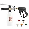 JOEJET Short Pressure Washer Gun with Foam Cannon Dual Connector Accessory, Car Wash Foam Gun with 1/4 Inch Quick Connector, 5 Pressure Washer Nozzle Tips, 1 Liter