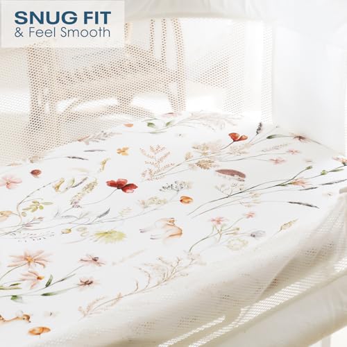 Image of GRSSDER Ultra Soft Bassinet Sheets 2 Pack, Stretchy Breathable Knit Bassinet Mattress Sheets for Baby, Universal Fitted Baby Cradle Moses Basket Oval Rectangle Mattresses Safe and Snug, Stylish Print