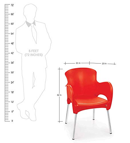 Image of CELLO Xylo Chair Set Pack of 2 - Red | Strong and Durable | Easy to Clean | Chair for Living Room, Bed Room, Kitchen, Office Room, Outdoor | 3 Years Warranty