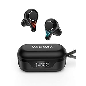VEENAX T8 Draadloze Oordopjes, Bluetooth Hoofdtelefoon met Microfoon, Stereo In-Ear Koptelefoon, Bass Oortelefoons, True Wireless Earbuds Touch Control Headset, CVC 8.0/30u Speeltijd/USB-C, Zwart