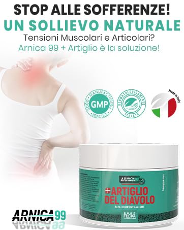 POTENTE CREMA ARNICA e ARTIGLIO DEL DIAVOLO Gel Forte crema riscaldante muscoli sportiva ARNICA per Cavalli uso umano, rapida 100% Naturale (500 ml, barattolo) Italiana