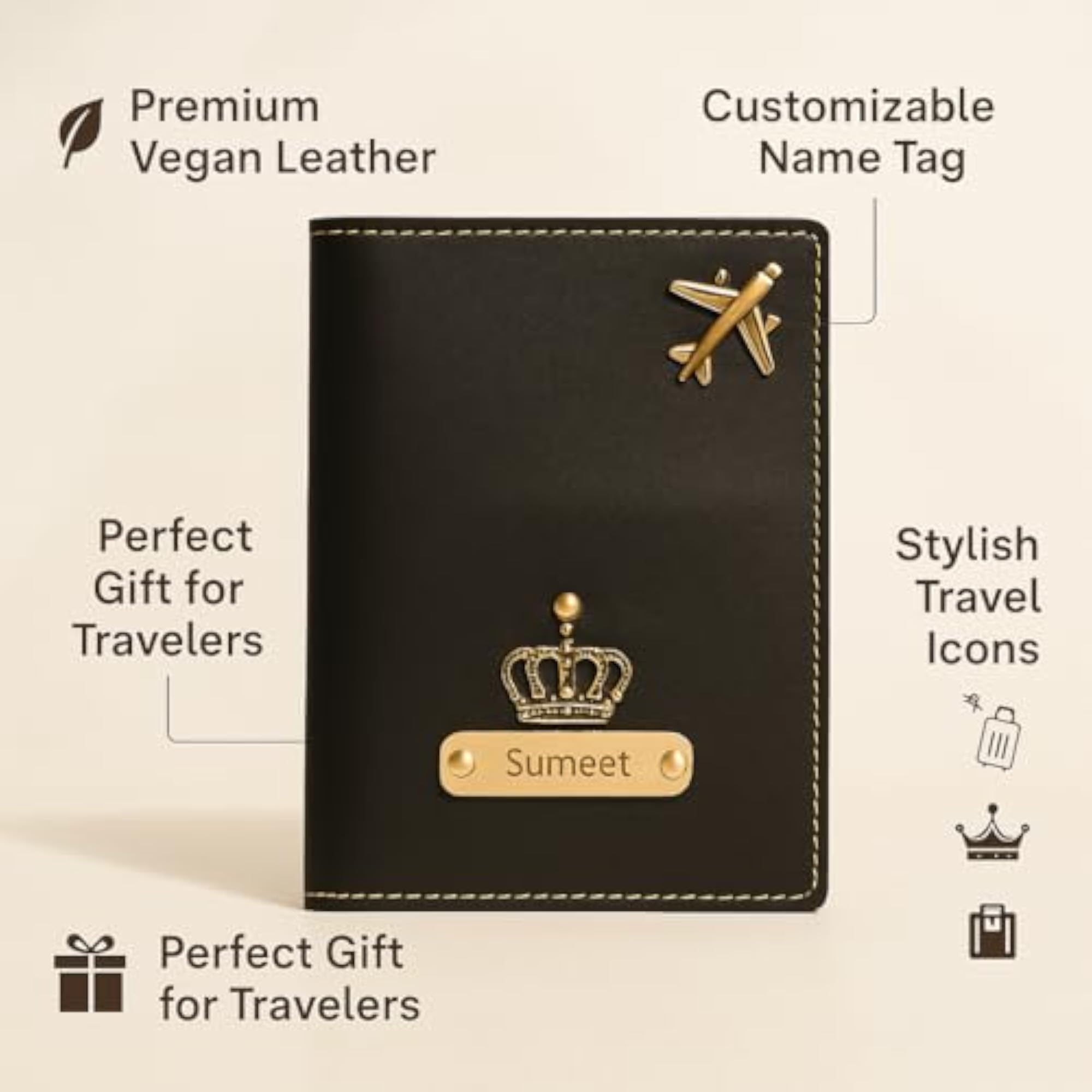 Faux Vegan Leather Customized Passport Cover for Travel