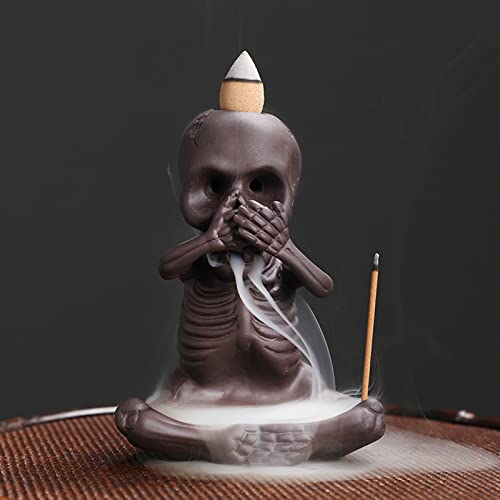 Comeon Backflow Incense Burner Skull Decor Incense Stick Holder Reverse Flow Censer Incense Waterfall Burner + Backflow Incense Cones, Incense Sticks, Tweezer, Mat (Don't Say)