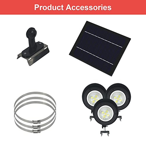Solar Flag Pole Light, 3 Super-Spotlights Leds, Adjustable Metal Clamps Fits 2-6''Flag Poles, Ip65 Waterproof Outdoor Solar Powered Flagpole Lights, 360 Degrees Of Flag Illumination Flag Ground House #TOP6