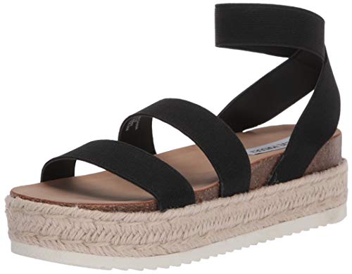 Steve Madden Girls Kimmie Espadrille Wedge Sandal, Black, 3 Little Kid