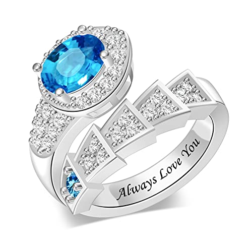 Personalized Simulated Birthstones Rings for Women Promise Rings for Her Custom Womens Rings Mother Daughter Rings Engagement Rings Gifts for Mom