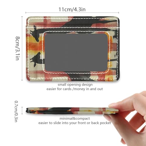 Black Plaids Checkered Safari Giraffe leather wallets for women slim With ID Window RFID Blocking wallet card holder for men&women 5