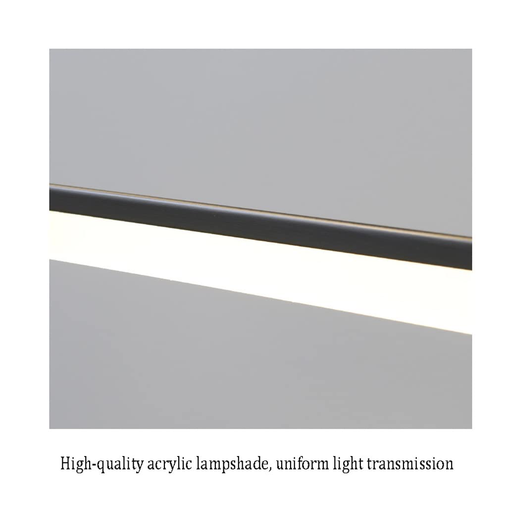 Espejo Frontal luz baño Chino Espejo gabinete luz led baño Impermeable Simple Espejo luz lámpara de Maquillaje (Color : Black, Size : 58cm)