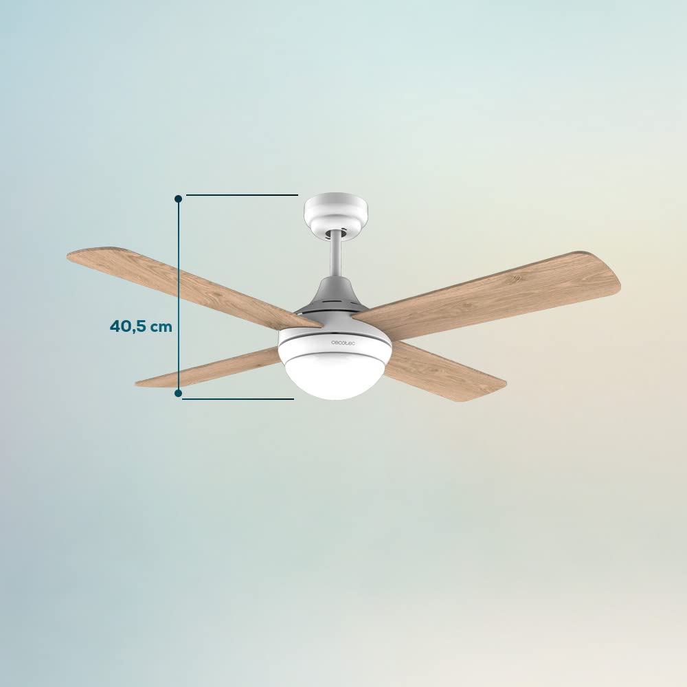 Cecotec Ventilateur de Plafond avec Lumière Energysilence Aero 4250 DC Fresh, 40 W, Moteur DC, Diamètre 42” (106 cm) avec 4 Lames Réversibles, LED, Télécommande, Minuterie, 6 Vitesses