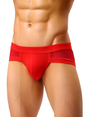 Men's Sexy Mesh Underwear Briefs Soft Low Rise Bulge Pouch Underwear