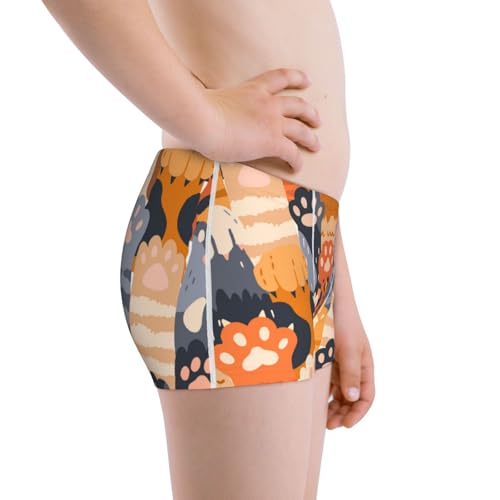 Boys' Cotton Boxer Brief Soft Underwear-Cute Cat Paw2