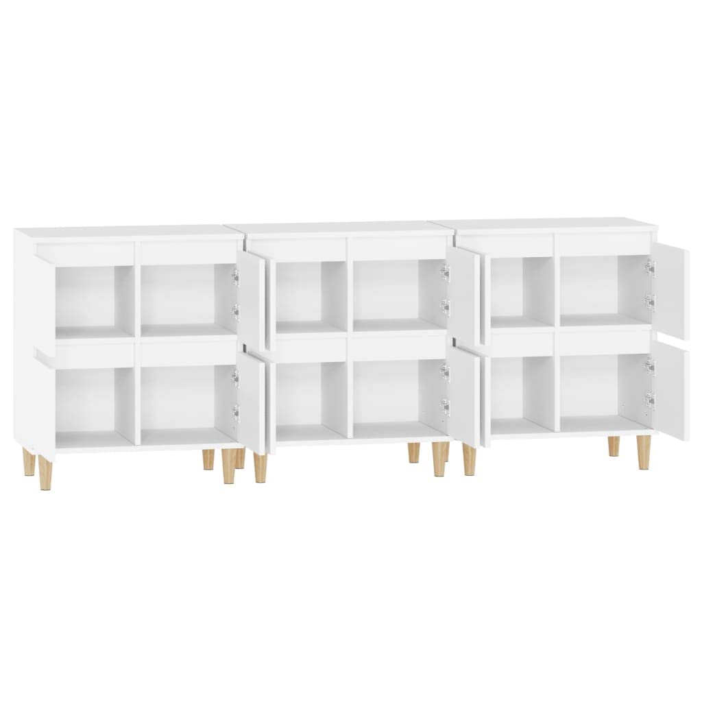 Kredens zestaw 3 sztuk, biały, 60 x 35 x 70 cm, materiał drewnopochodny, szafka uniwersalna z 4 półkami, do salonu, korytarza, kuchni, nowoczesny mebel do domu