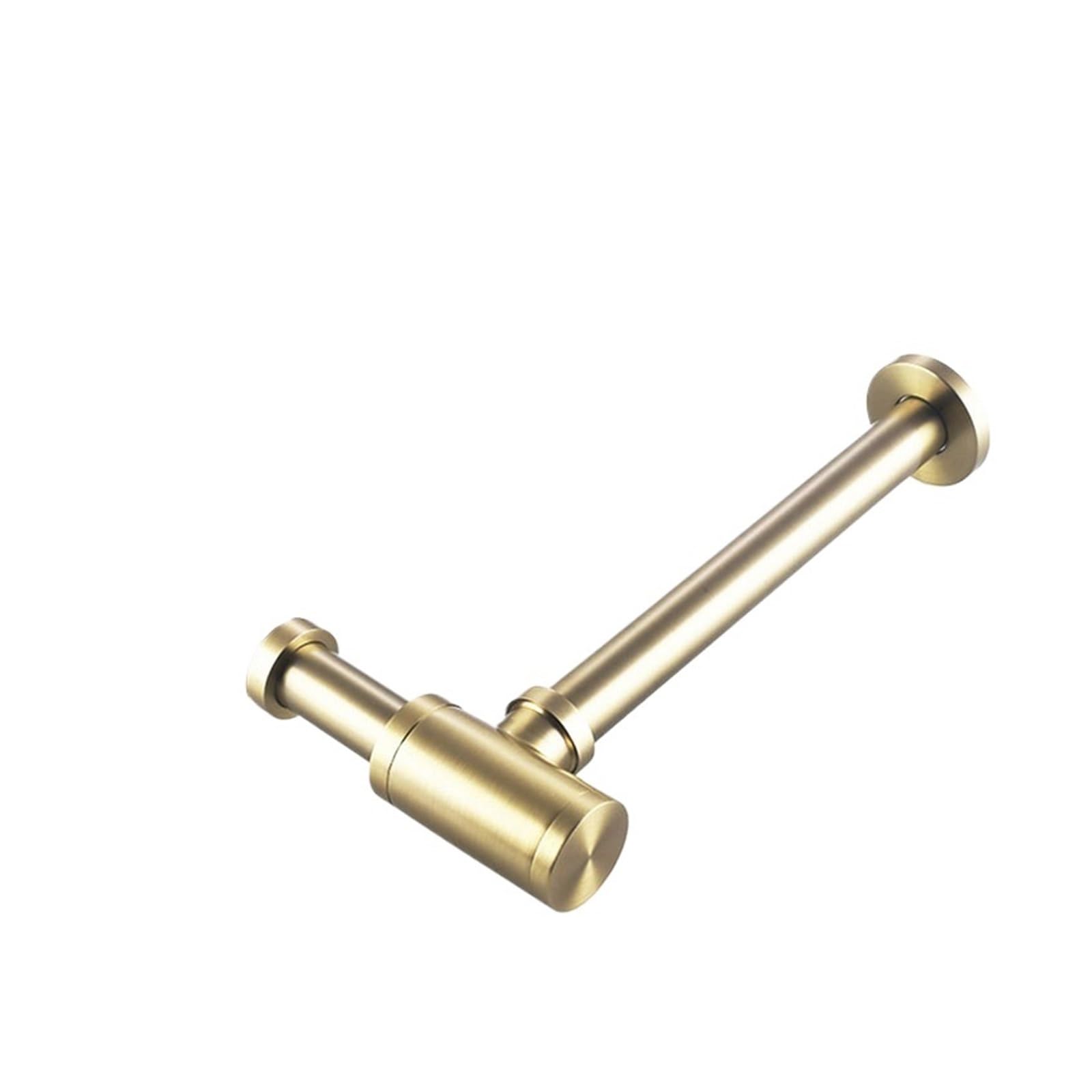 P Type Trap Brass Body Basin Wast Drain Wall Connection Plumbing P-Traps Wash Pipe Bathroom Sink Trap for Home(Brushed Gold)