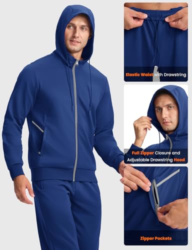 BASUDAM Men's Tracksuits Sweatsuits Set Hooded Sweat Track Suits Outfits for Men 2 Piece Warm Up Full Zip Sports Activewear4