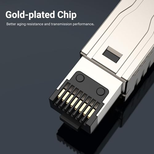 ZOERAX 6-Pack RJ45 Connectors Tool Free Cat 8, Cat8 Field Termination Plug Shielded RJ45 Modular Plugs for 2000MHz 2GHz 40G Double Shielded Solid LAN Cable 22AWG-24AWG