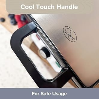 Quest 35940 Four Slice Deep Fill Waffle Maker/Non-Stick Hot Plates/Adjustable Temperature/Stainless Steel with Cool Touch Handle / 1100W