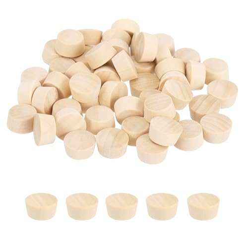 QUARKZMAN 100 Pcs Cheville en Bois, 5/8 Tête Plate Cheville en Bois pour Trou De Vis Cache-Vis en Bois pour Meubles Armoires Projets DIY Kit Assortiment