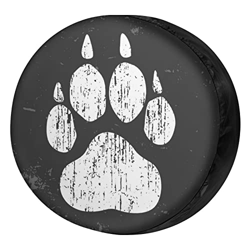 Image of Delerain Dog Paw Print Spare Tire Cover Wheel Protectors Sun Protector Waterproof for RV Trailer RV SUV Truck and Many Vehicle(13 Inch for Diameter 21 inch-23 inch)