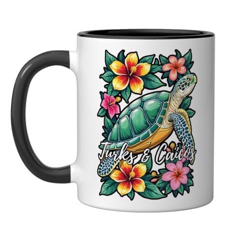 Turks and Caicos Sea Turtle Mug 11oz Black/White