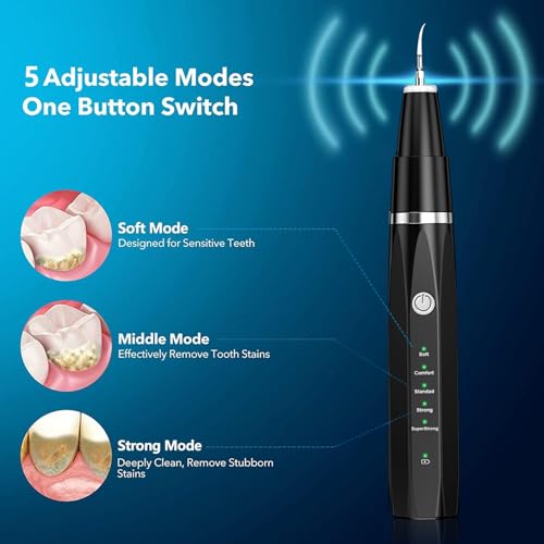 Zahnsteinentferner Zahnreiniger Ultraschall für Hund und Katze, Zahnpflege Set für Hunde & Katzen, Zahnreinigung und Reinigungsset Bekämpft Zahnstein Mundgeruch & Zahnfleischentzündungen, Schwarz