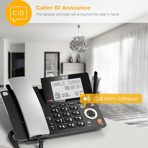 Image of AT&T DECT 6.0 Corded /Cordless Phone, 2-Handset, Works During Power Outages, Smart Call Blocker, Answering Machine, Caller ID Announce | CL84218