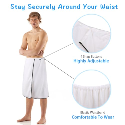 Serviette de bain homme qui tient seule drap de douche blanc réglable
