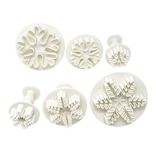 Honbay 6PCS Plastic Snowflake Fondant Cookie Cake Plunger Cutters Molds Embossing Tools