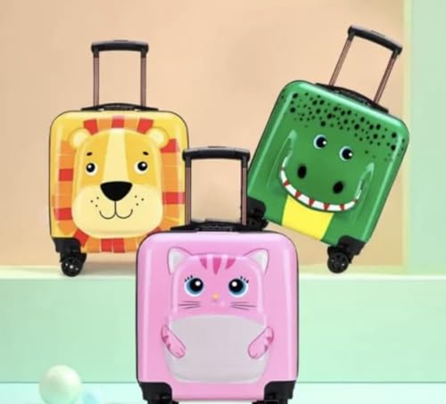 Image of Shamax Kids Luggage Hard Shell Trolley Bag with Spinner Wheels | Lightweight Suitcase for Girls Travel & School Trips Cabin Luggage, 360 Wheels & Adjustable Handle (Green) (Kid /Luggage /Croco)