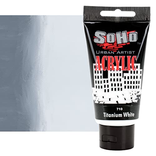 SoHo Urban Artist Heavy Body Acrylic Paints - Artist Grade Highly Pigmented Heavy Body Paints for Canvas, Wood, Ceramics, & More! - 75 ml Tube - Titanium White