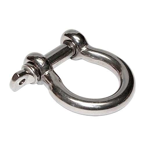 PRIOstahl Schäkel Rundschäkel Verbinder Schraubbolzen Drahtseilverbinder x 1 Schäkel Geschweift M10 (34 mm x 34 mm) Verbindungselement Bügel Rostfrei für Salzwasser Schiff Boot aus Edelstahl V4A