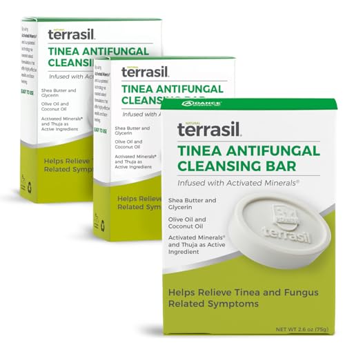 terrasil Tinea Soap for Tinea Versicolor Relief 3-Pack, Soothing Care & Relief of Itchy, Irritated Skin, Dermatologist Tested, Hypoallergenic Approved - Natural Antifungal Soap Bar