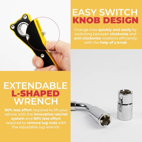 Kit cric à ciseaux GADLANE 3T avec clé extensible et cliquet de levage fluide